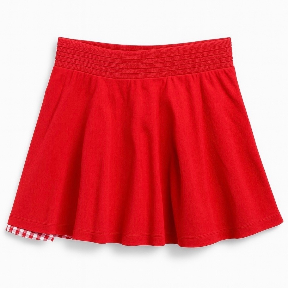 Red Pleated Circle Skirt